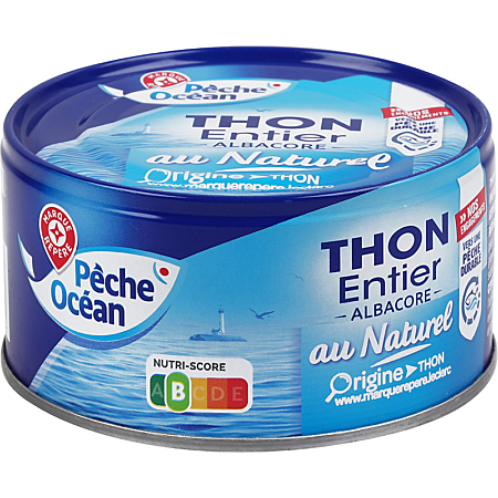 Thon Entier Albacore Au Naturel - 140G PNE - PECHE OCEAN