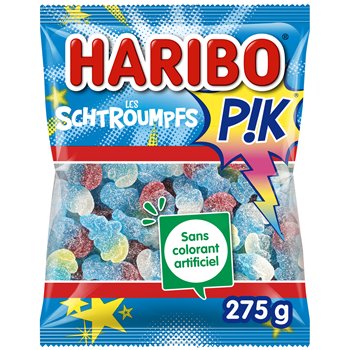 Les Schtroumpfs Pik Haribo Sachet bonbons acidulés - 275g