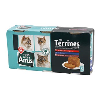 Terrines Tous Mes Amis Pour chats 3 saveurs - 3x400g