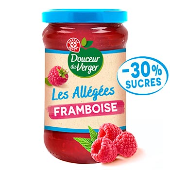 Confiture Douceur du verger Framboises - Allégée - 340g