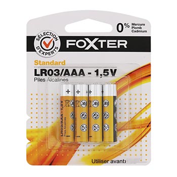 Piles alcalines Foxter AAA/LR3 1,5V - x4