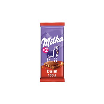 Tablette chocolat Milka Chocolat lait/daim - 2x100g