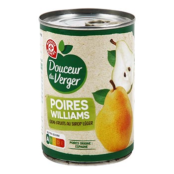 Poires Douceur du Verger Sirop léger - 225 g