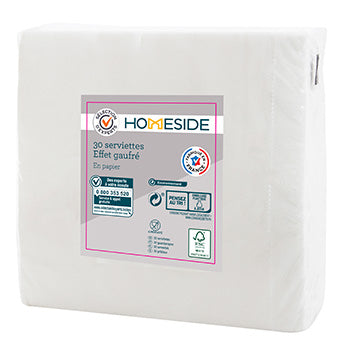 Serviettes blanches Homeside x30 - 38cmx38cm - 2 plis